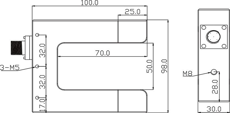 超声波传感器US-400S安装尺寸图